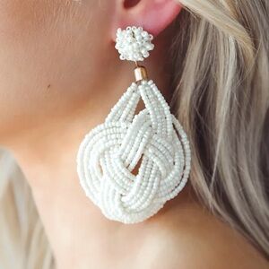 Lulu’s White Beaded Statement Earrings